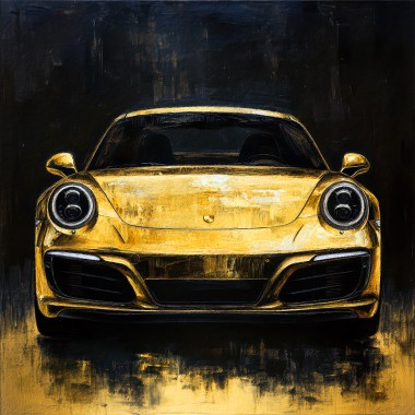 Gouden porsche schilderij